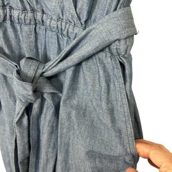 J. Crew Chambray Ruffle Sleeve Belted Wide Leg Jumpsuit, Women’s 8T - Picture 4 of 7